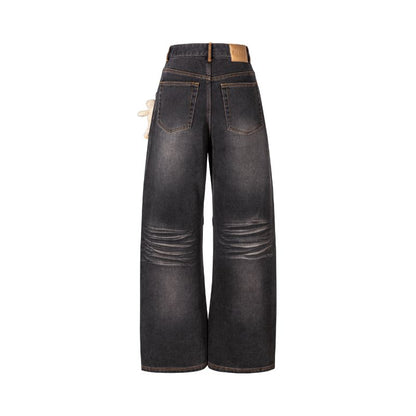 13DE MARZO Bear Brushed Relaxed Jeans Black - 13DE MARZO