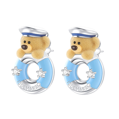 13DE MARZO Little Bear Captain Crystal Rhinestone Ear Studs - 13DE MARZO