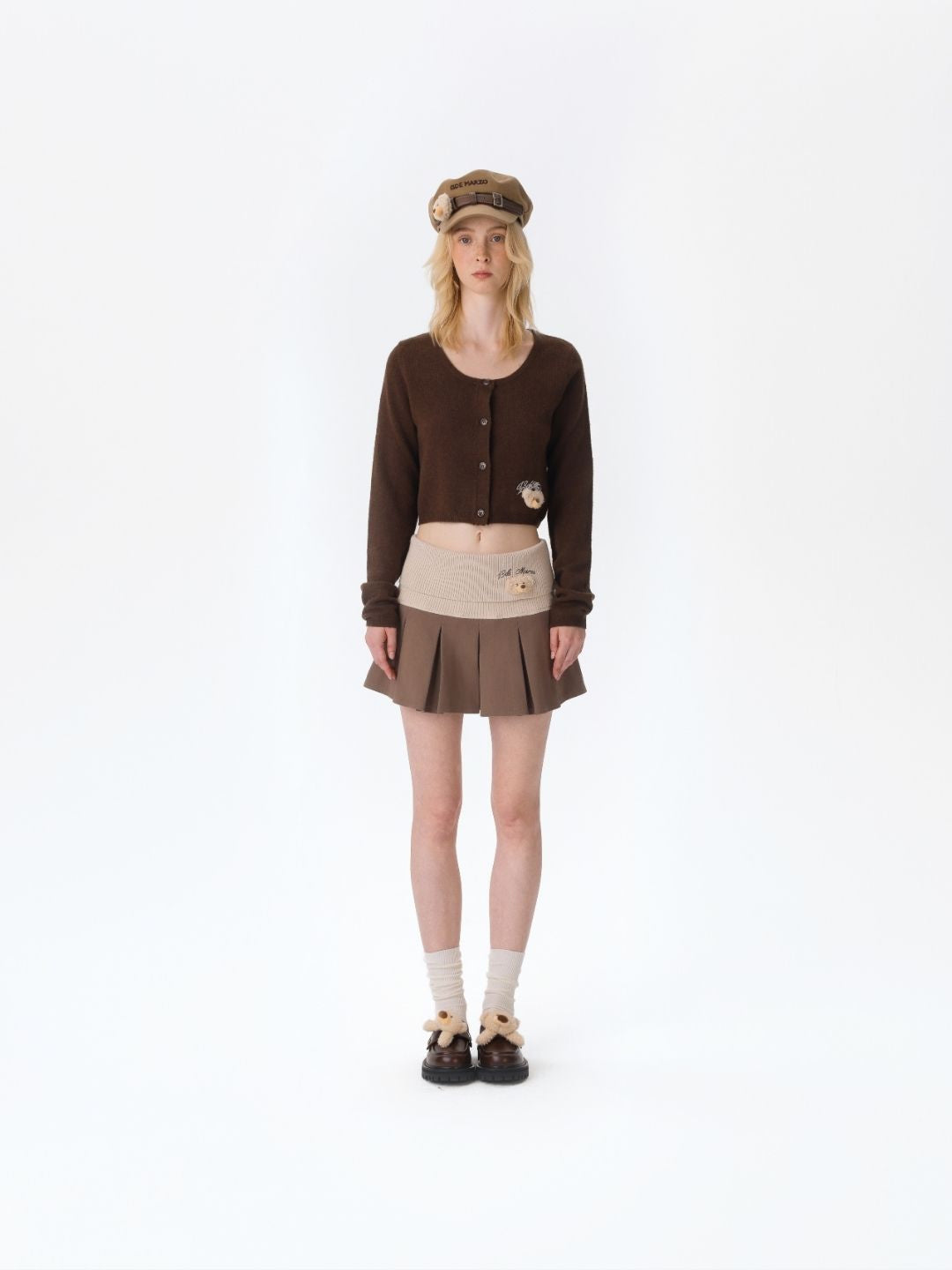 13DE MARZO Bear Head Upper Skirt Brown - 13DE MARZO