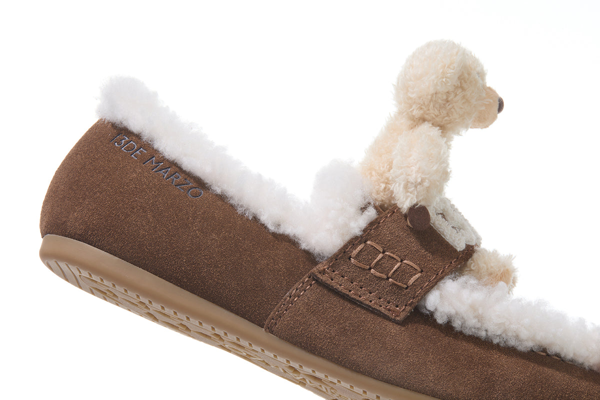 13DE MARZO Plush Bear Loafers Brown