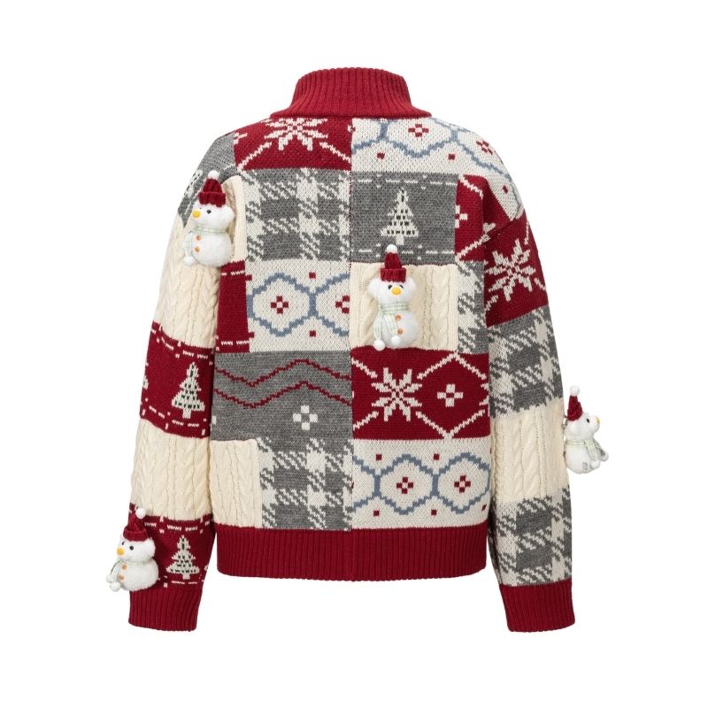 13DE MARZO Snowbear Christmas Cardigan Red - 13DE MARZO