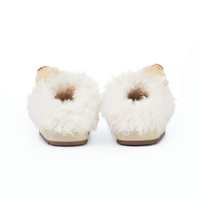 13DE MARZO Logo Fuzzy Snow Slippers Beige - 13DE MARZO