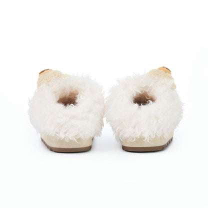 13DE MARZO Logo Fuzzy Snow Slippers Beige - 13DE MARZO