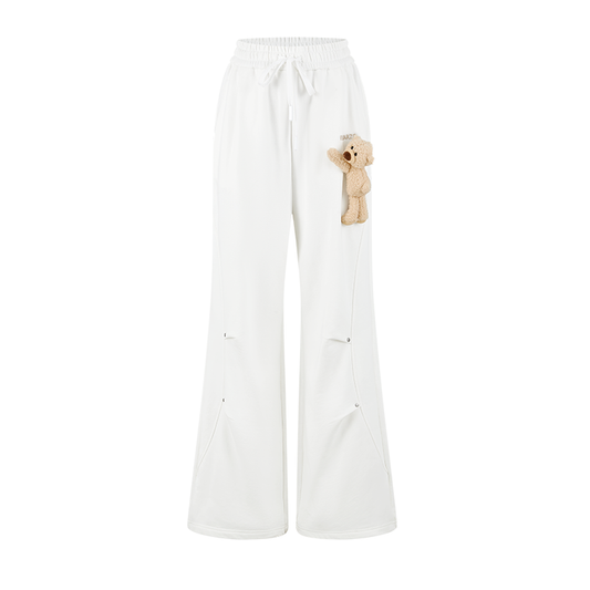 13DE MARZO Deconstructed Wide-Leg Sweatpants White