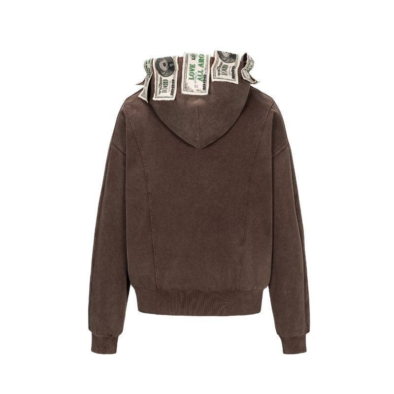 13DE MARZO Bear Cash Zipper Hoodie Brown - 13DE MARZO