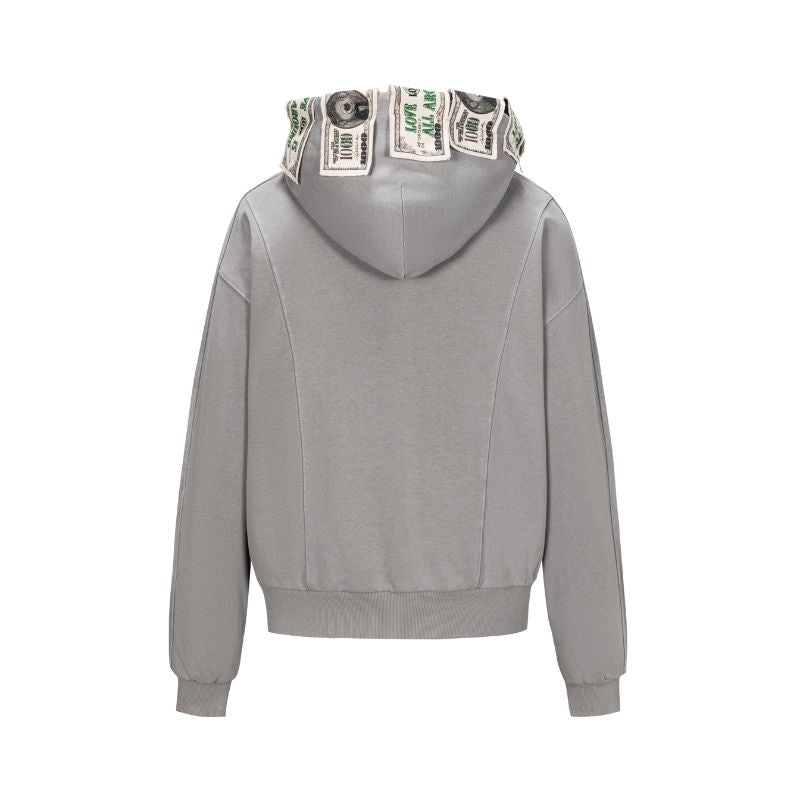 13DE MARZO Bear Cash Zipper Hoodie Grey - 13DE MARZO