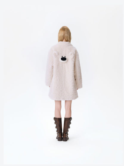 13DE MARZO Bear Fuzzy Long Coat Beige - 13DE MARZO