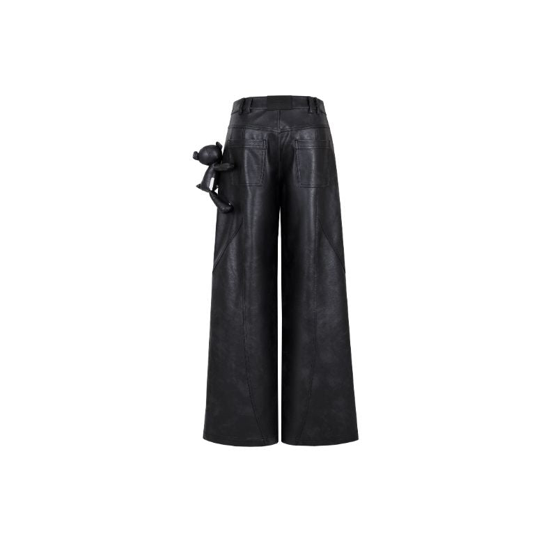 13DE MARZO Bear Lined Leather Pants Black - 13DE MARZO