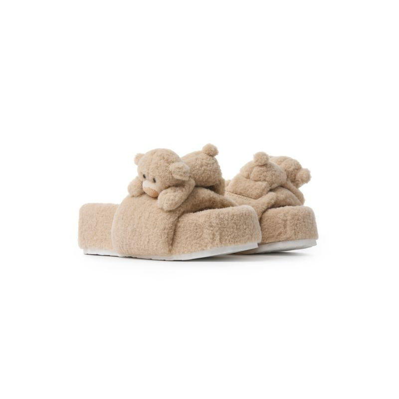 13DE MARZO Bear Flip-top Fur Slippers - 13DE MARZO