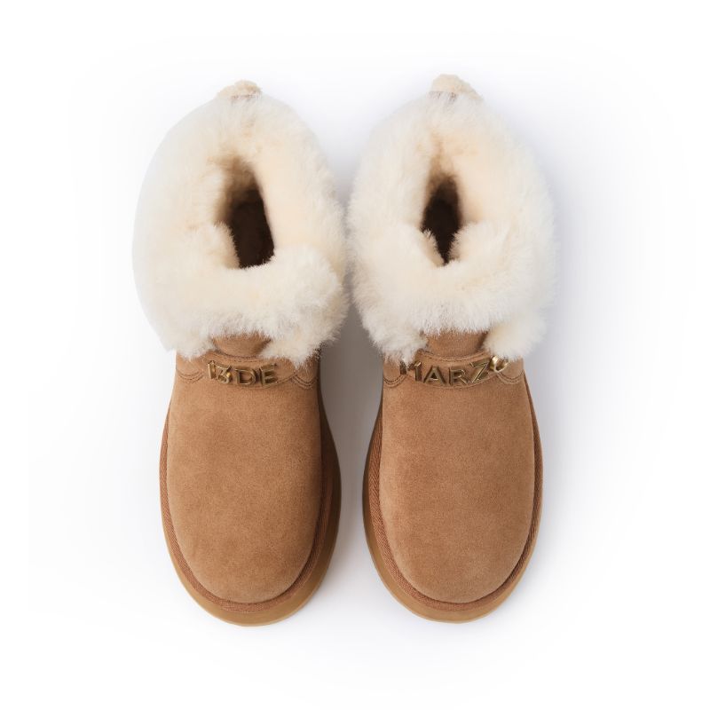 13DE MARZO Bear Plush Snow Boots Khaki - 13DE MARZO