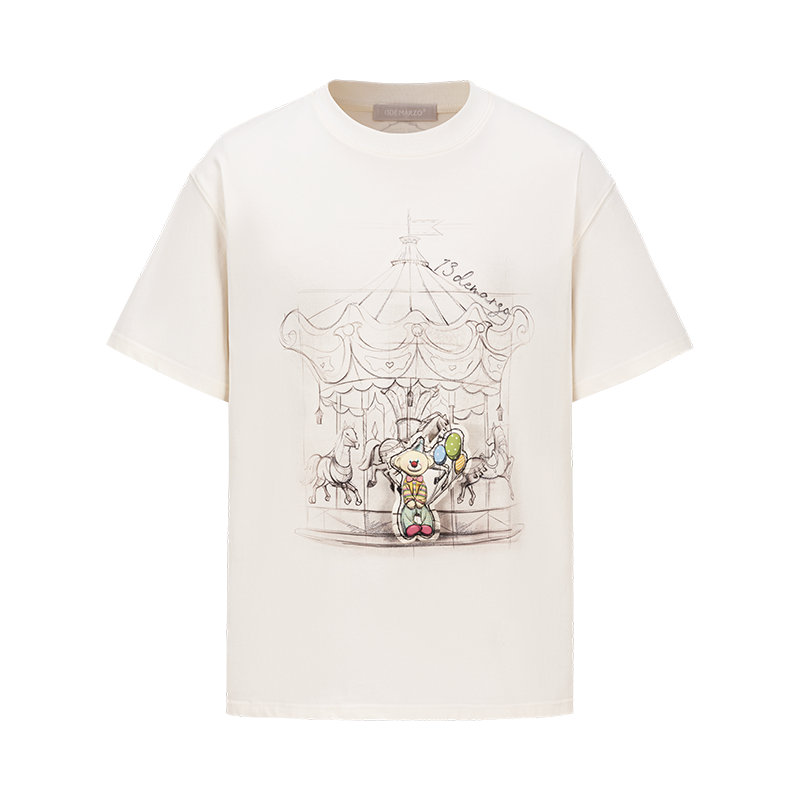 13DE MARZO Carousel Clown Bear T-shirt Beige