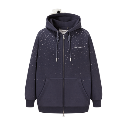 13DE MARZO Shine Logo Zip Hoodie Navy Blue