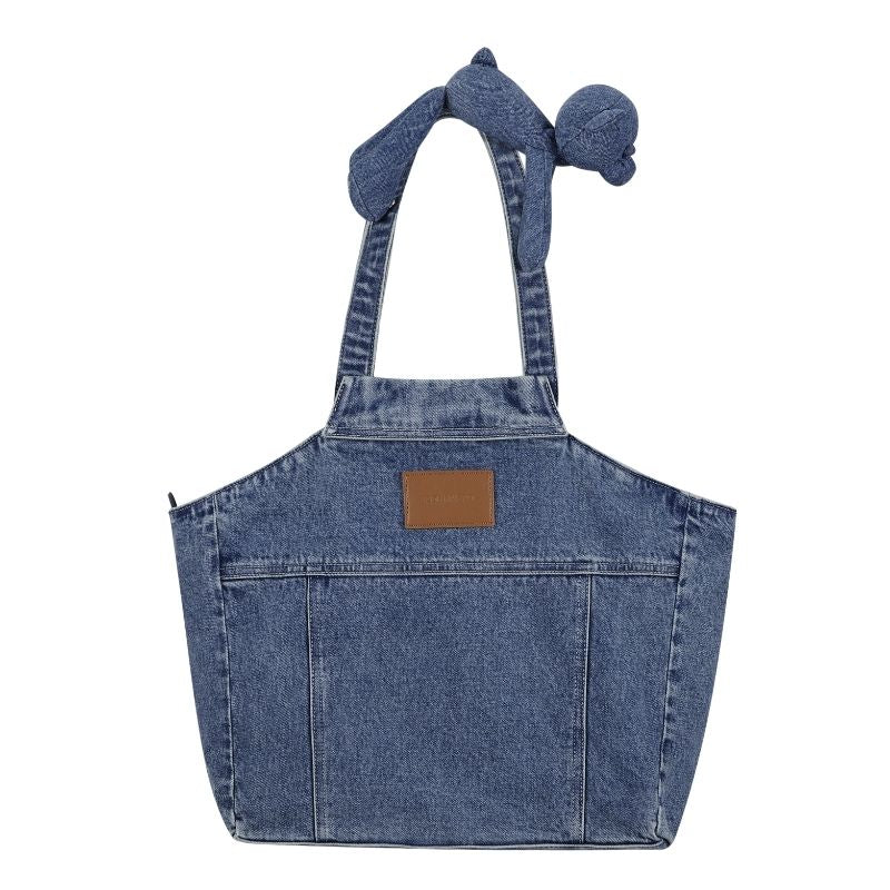 13DE MARZO Bear Denim Jacket  Tote Bag Blue - 13DE MARZO