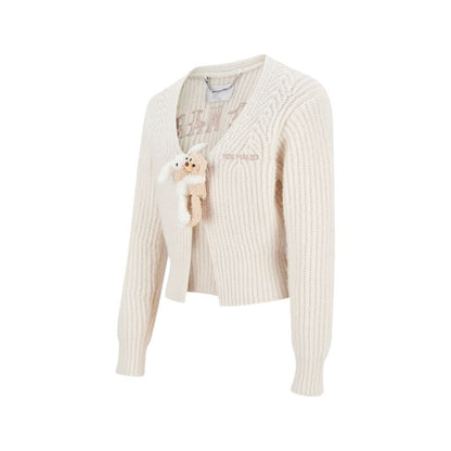 13DE MARZO Doozoo Cuddle Button Cardigan Beige - 13DE MARZO