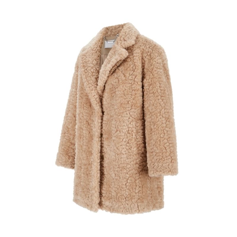 13DE MARZO Bear Fuzzy Long Coat Khaki - 13DE MARZO