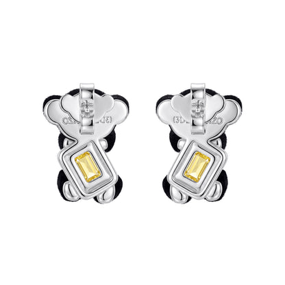 13DE Sugar Cube Zircon Bear Studs Black