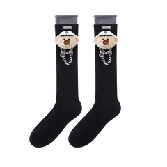 13DE MARZO Double-Layer Contrast Crew Socks Black