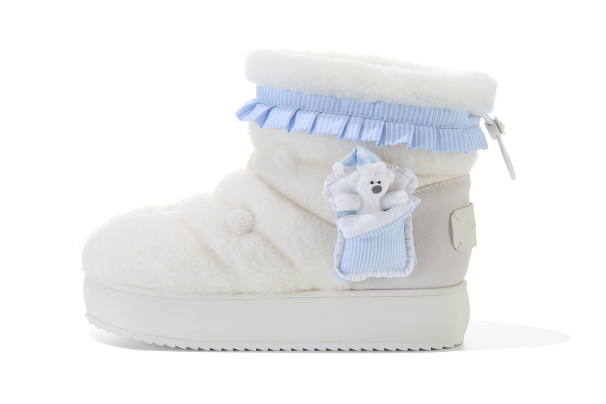 13DE MARZO Nighty Night Bear Snow Boots White