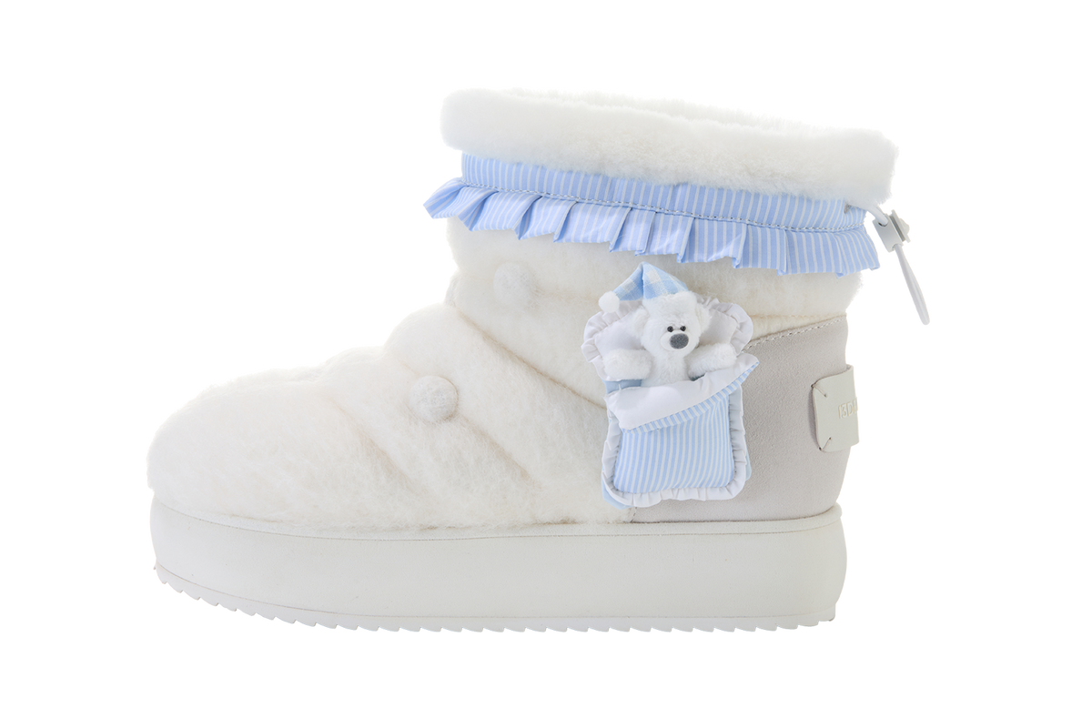 13DE MARZO Nighty Night Bear Snow Boots White