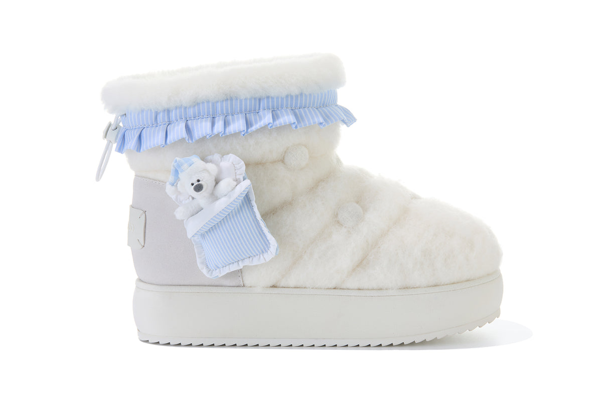 13DE MARZO Nighty Night Bear Snow Boots White