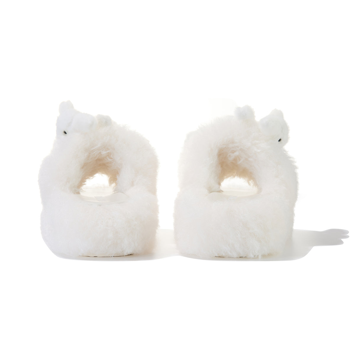 13DE MARZO Furry Single Strap Slippers Beige