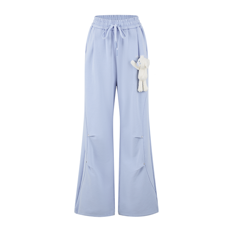 13DE MARZO Deconstructed Wide-Leg Sweatpants Blue