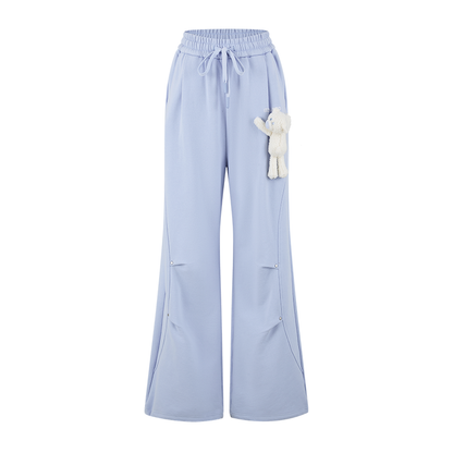 13DE MARZO Deconstructed Wide-Leg Sweatpants Blue
