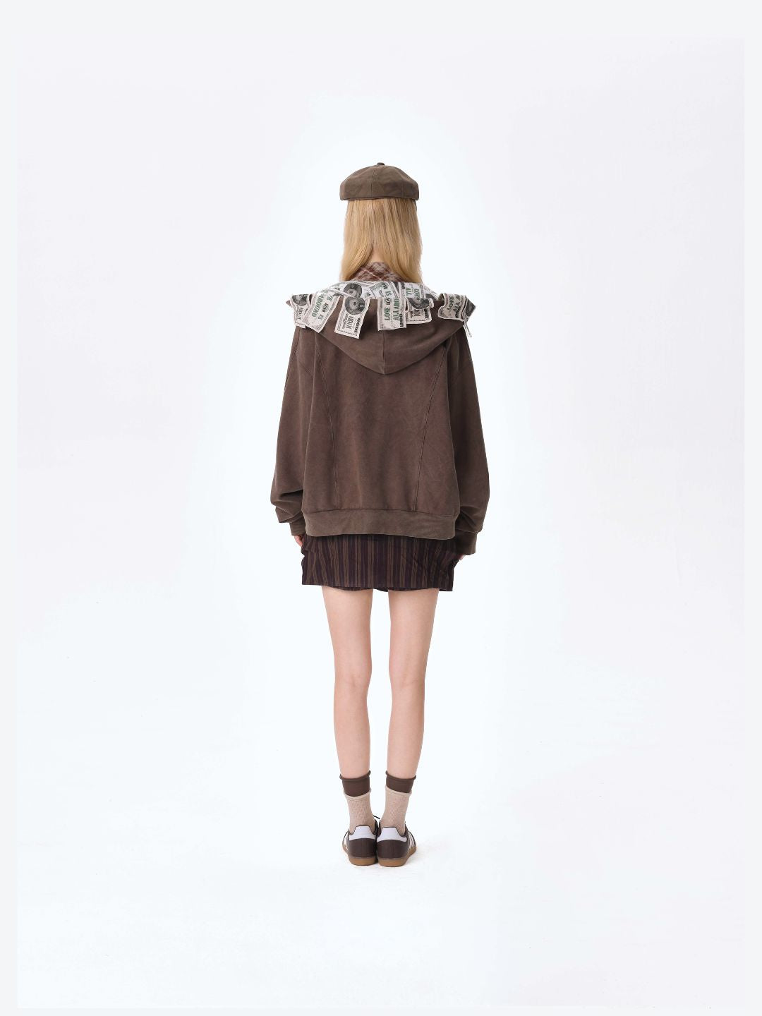 13DE MARZO Bear Cash Zipper Hoodie Brown - 13DE MARZO