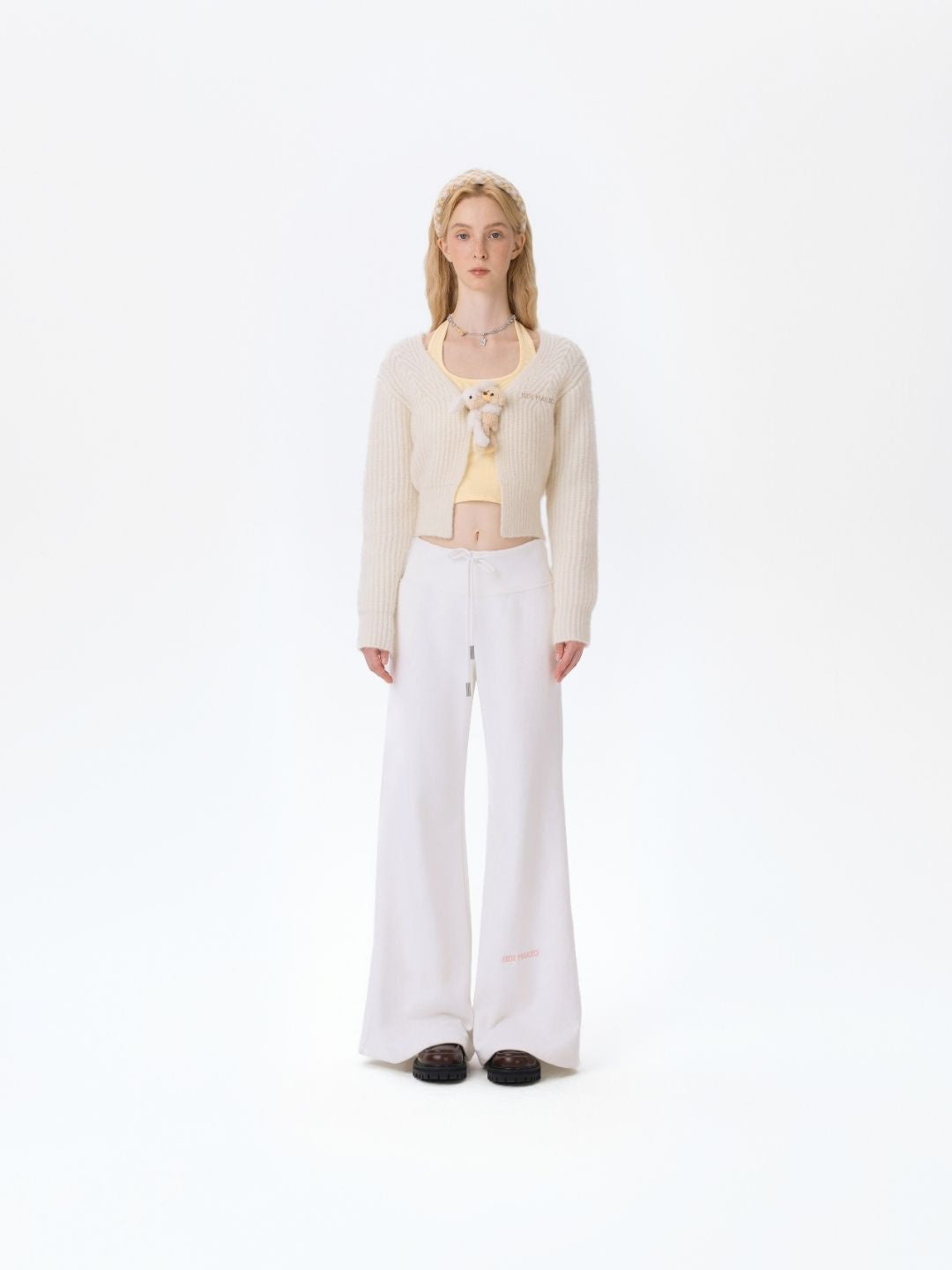 13DE MARZO Base Wide Flare Pants White - 13DE MARZO