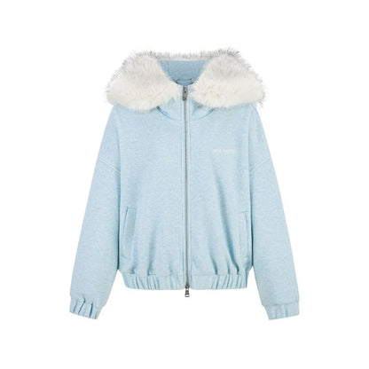 13DE MARZO Doozoo Zipper Hoodie Blue - 13DE MARZO