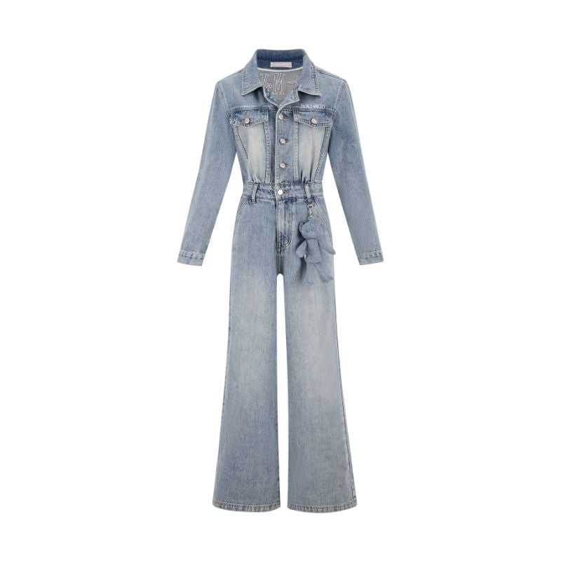 13DE MARZO Bear Denim Jumpsuit Blue - 13DE MARZO