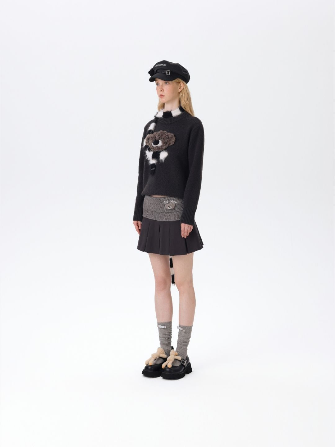 13DE MARZO Bear Head Upper Skirt Dark Grey - 13DE MARZO