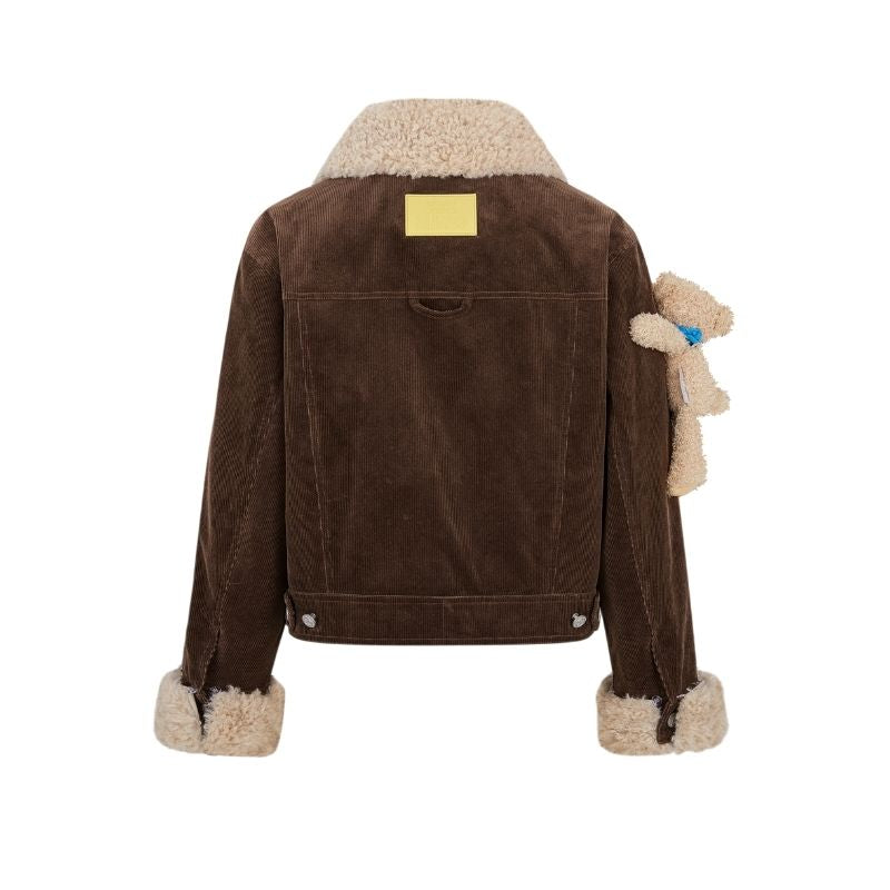 13DE MARZO Bear Corduroy Detachable Jacket Brown - 13DE MARZO