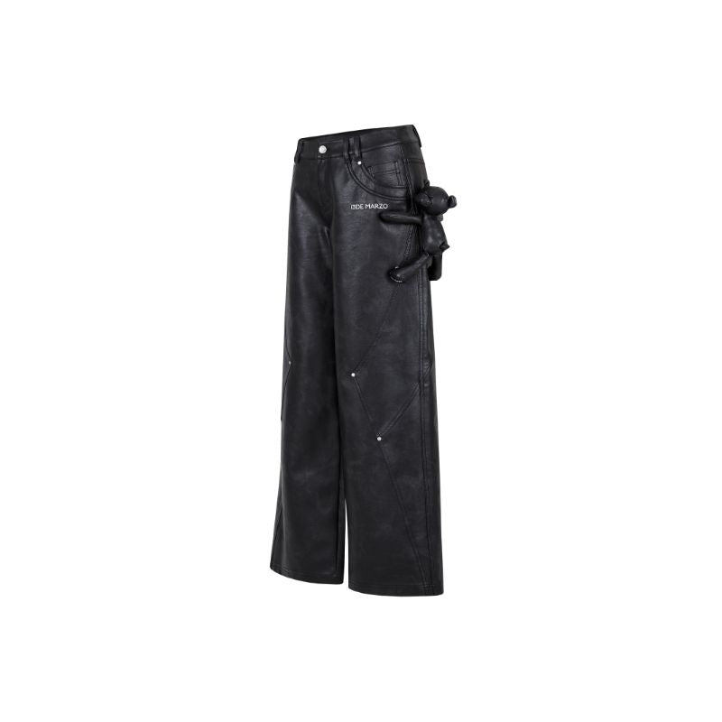 13DE MARZO Bear Lined Leather Pants Black - 13DE MARZO
