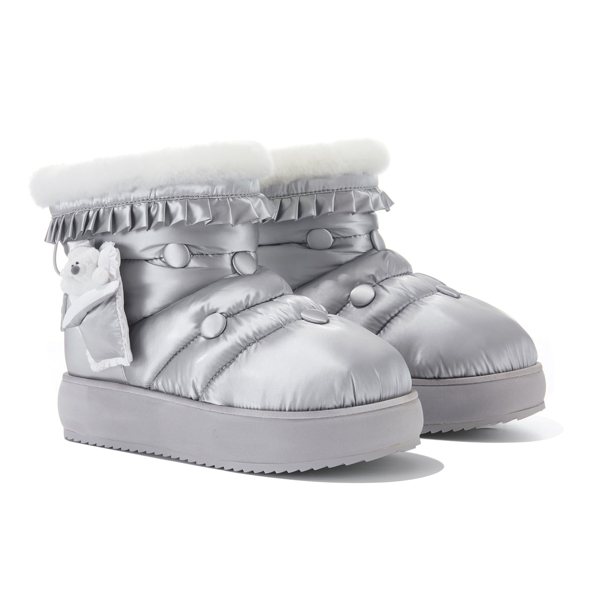 13DE MARZO Nighty Night Bear Snow Boots Silver