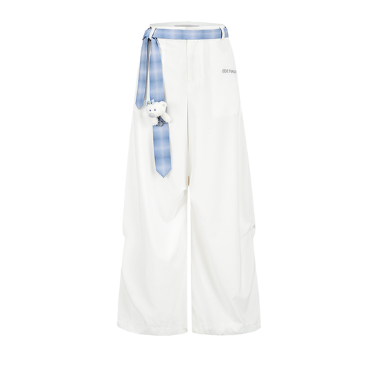 13DE MARZO Tie Belt Trousers White