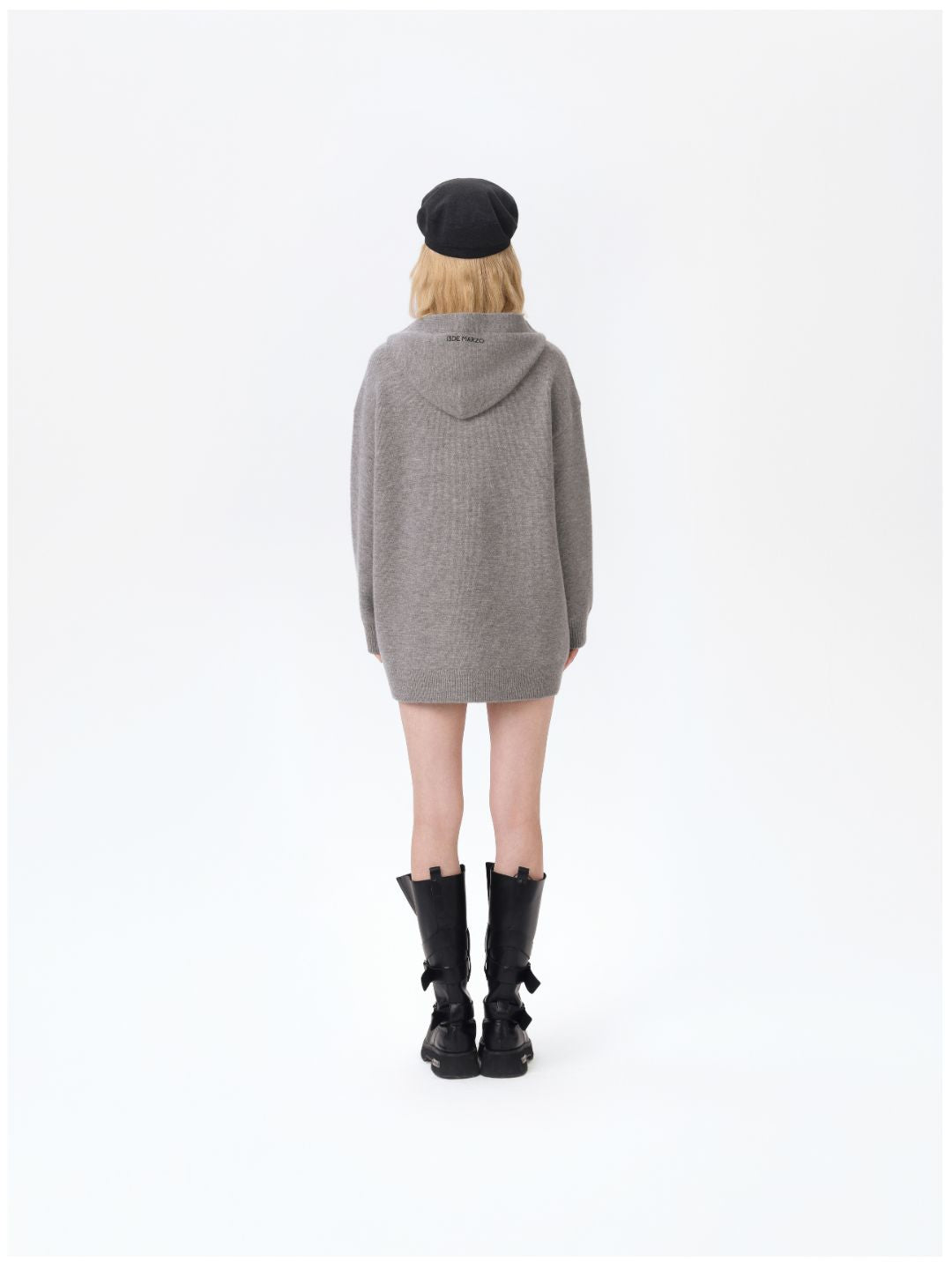 13DE MARZO Bear Knit Hoodie Dress Grey - 13DE MARZO