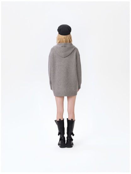 13DE MARZO Bear Knit Hoodie Dress Grey - 13DE MARZO