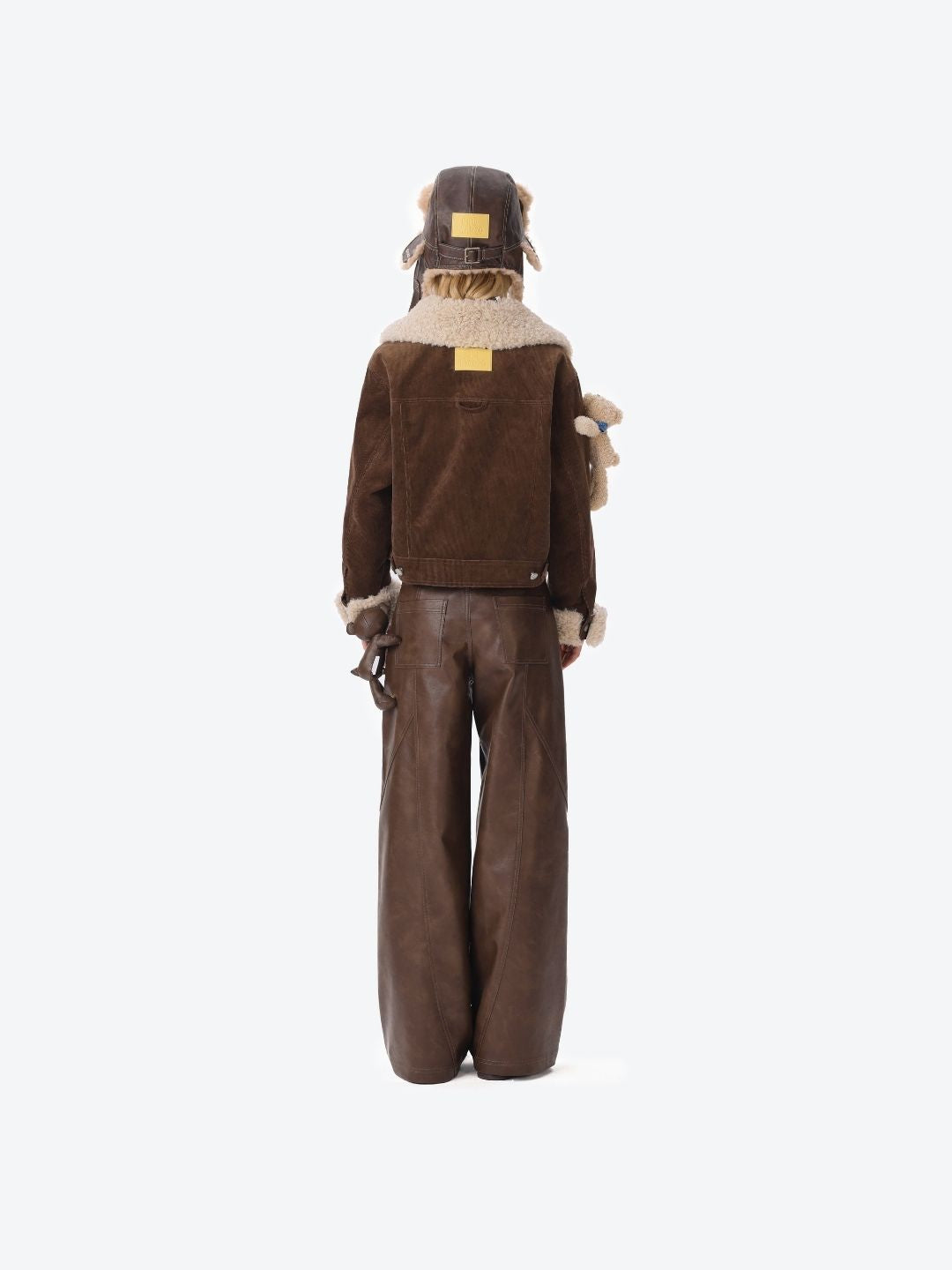 13DE MARZO Bear Lined Leather Pants Brown - 13DE MARZO