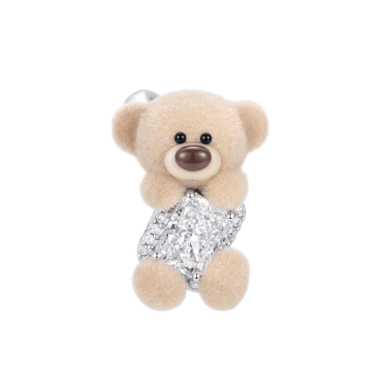 13DE MARZO Sugar Cube Zircon Bear Open Ring Khaki
