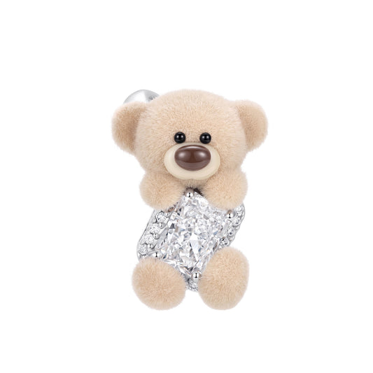 13DE MARZO Sugar Cube Zircon Bear Open Ring Khaki - 13DE MARZO