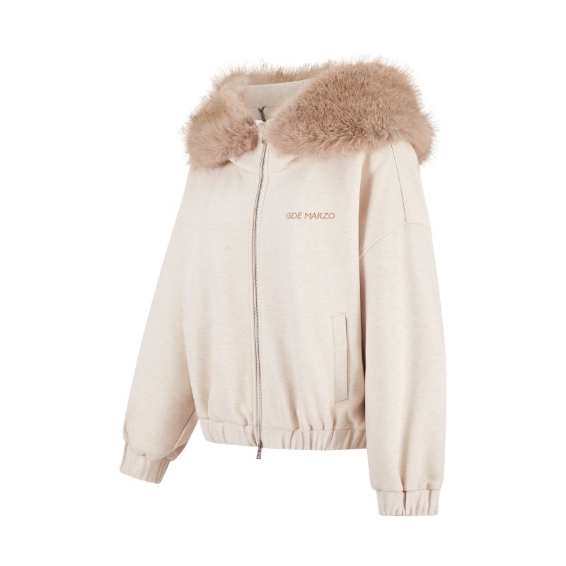 13DE MARZO Doozoo Zipper Hoodie Beige - 13DE MARZO