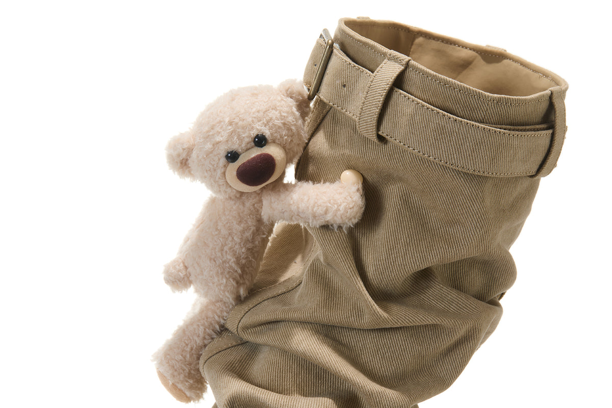 13DE MARZO Detachable Platform Canvas Slouch Boots Khaki
