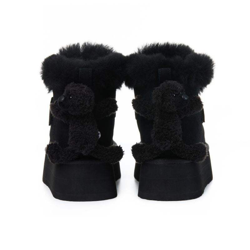 13DE MARZO Bear Plush Snow Boots Black - 13DE MARZO