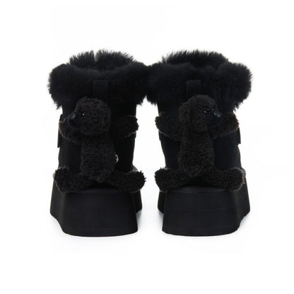 13DE MARZO Bear Plush Snow Boots Black - 13DE MARZO