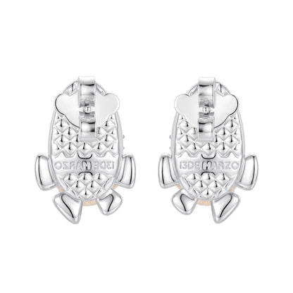 13DE MARZO Shoe Bow Bear Stud Earrings Silver