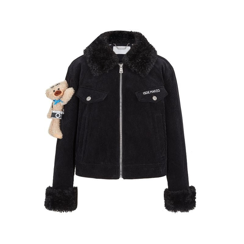 13DE MARZO Bear Corduroy Detachable Jacket Black - 13DE MARZO