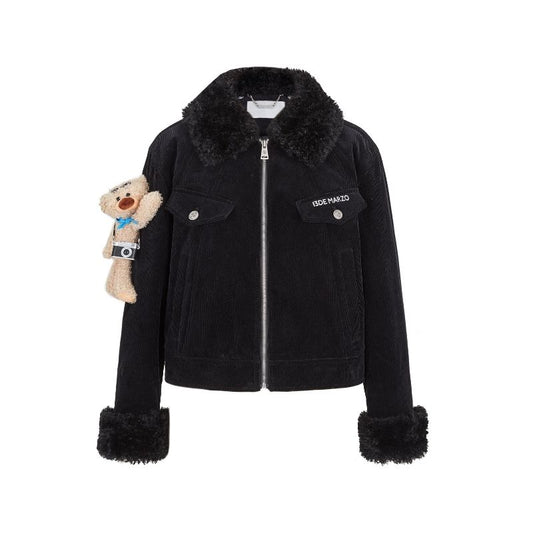 13DE MARZO Bear Corduroy Detachable Jacket Black - 13DE MARZO