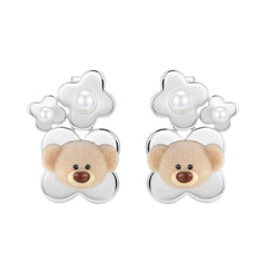 13DE MARZO Floral Bear Ear Studs