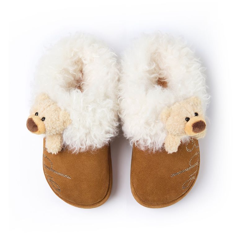 13DE MARZO Logo Fuzzy Snow Slippers Khaki - 13DE MARZO